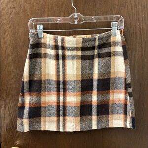 Plaid Mini Skirt in Black, Cream, and Tan